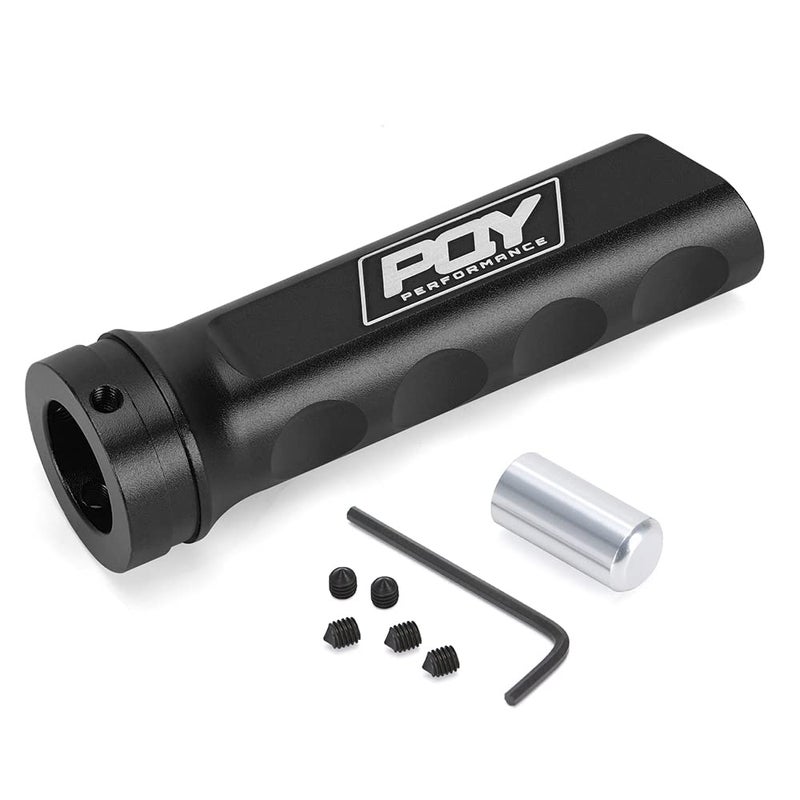 PQY Aluminum Handbrake Cover Hand Brake Sleeve Handle Protector Universal Black - Image 1